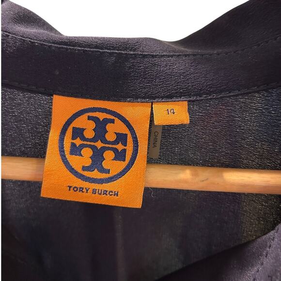 TORY BURCH Black Gennifer Military Utility 100% Silk Mini Dress Women's Size 14 - Picture 7 of 12